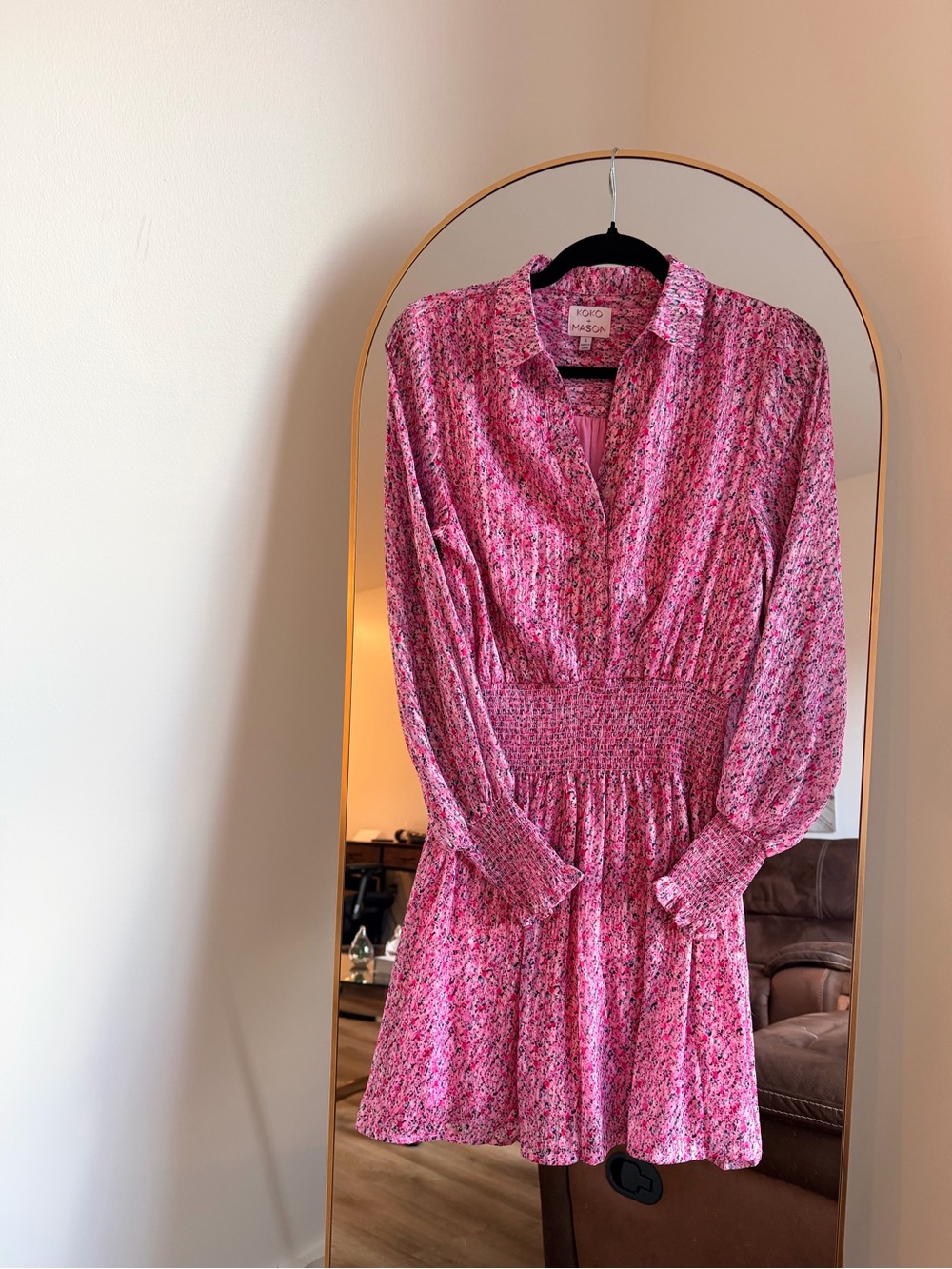 Kobi Halperin Pink Multi-Print Long Sleeve Shirtdress